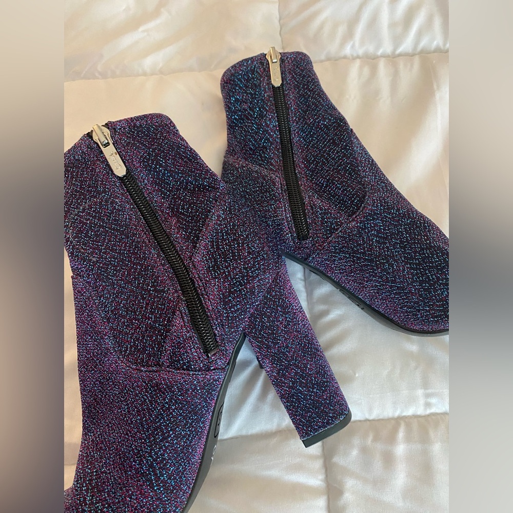 Sam Eldelman Shimmering Purple Heeled Boots - Picture 3 of 6